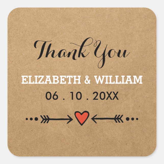 Adesivo Quadrado Casamento Pink Sweethearts & Arrows Square Obrigad (Frente)