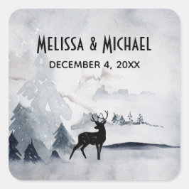 Adesivo Quadrado Casamento por Aquarela de Cinzas Russas de Reindee