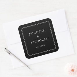 Adesivo Quadrado Casamento Preto e Branco Formal Elegante
