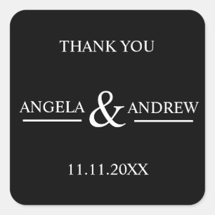 Adesivo Quadrado Casamento preto e branco moderno da Tendy