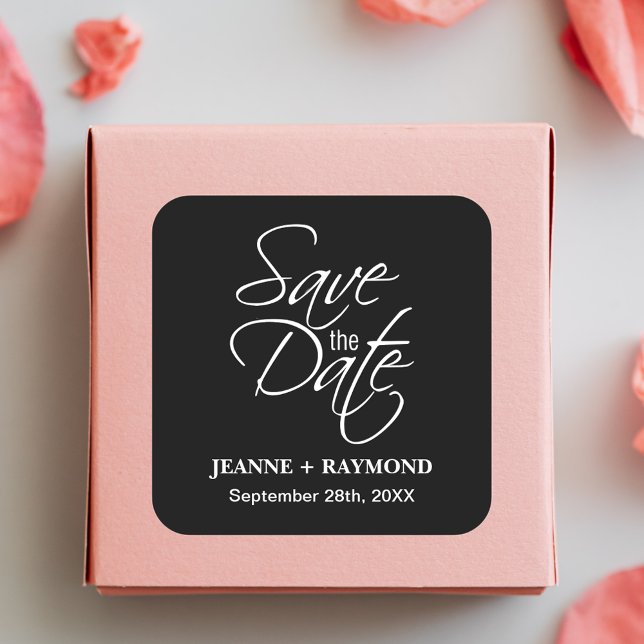 Adesivo Quadrado Casamento Preto e Branco Personalizado Salvar a Da (Criador carregado)