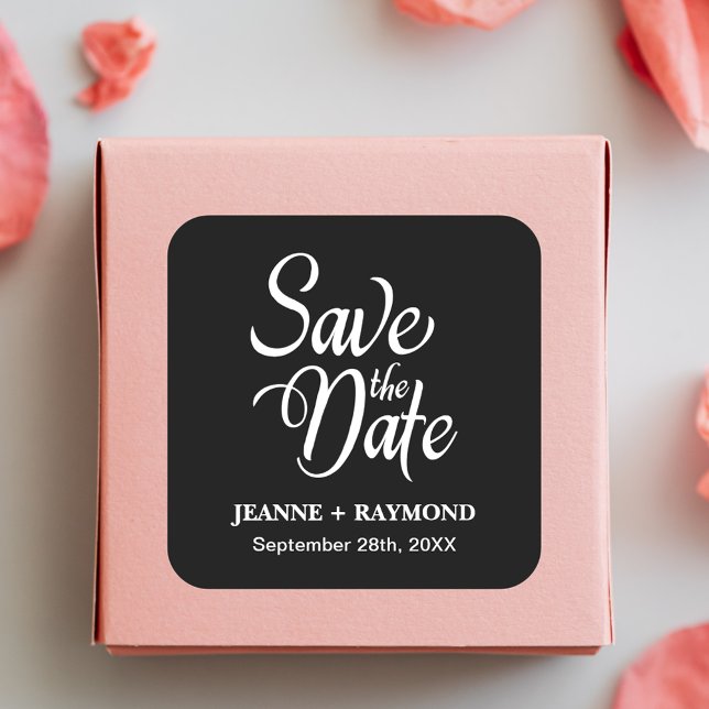 Adesivo Quadrado Casamento Preto e Branco Personalizado Salvar a Da (Criador carregado)