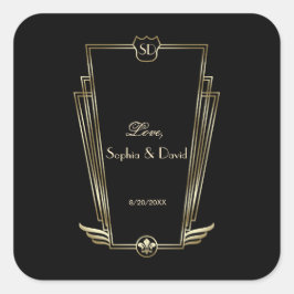 Adesivo Quadrado Casamento Real Dourado do Deco Monograma