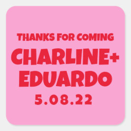 Adesivo Quadrado Casamento Retroativo de Escrita Manual Contemporân