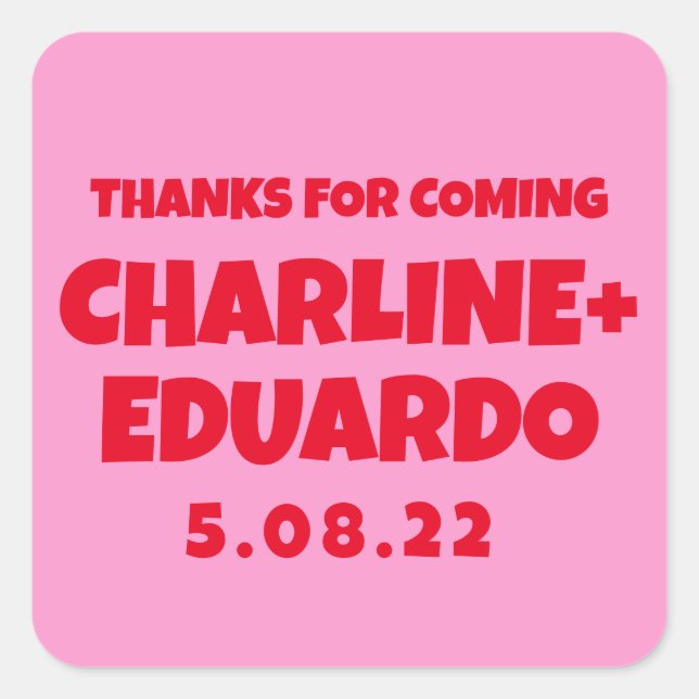 Adesivo Quadrado Casamento Retroativo de Escrita Manual Contemporân (Frente)