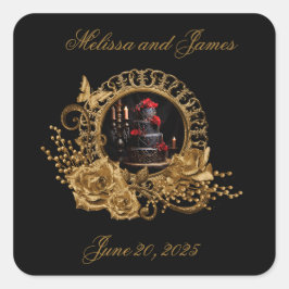 Adesivo Quadrado Casamento Romântico Gótico