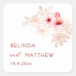 Adesivo Quadrado Casamento Rosa Branco Flor de Cerejeira