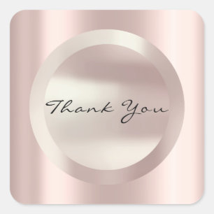 Adesivo Quadrado Casamento Rosa Minimal 16º Elegante Obrigado