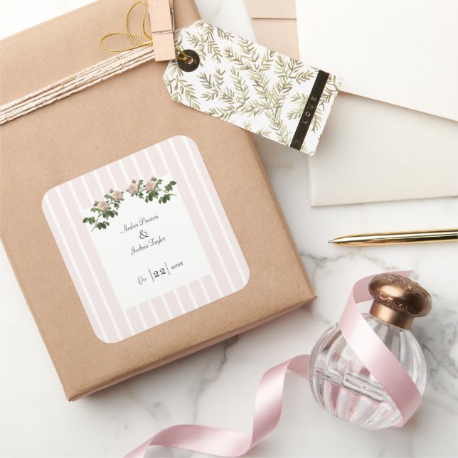 Adesivo Quadrado Casamento Rosa Mole Romântico (Presentear)
