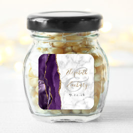 Adesivo Quadrado Casamento Roscrito Roxo Ágata Dourada