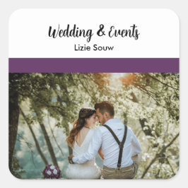 Adesivo Quadrado Casamento roxo e branco