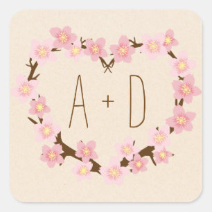 Adesivo Quadrado Casamento Russo da Frota da Cherry Blossom