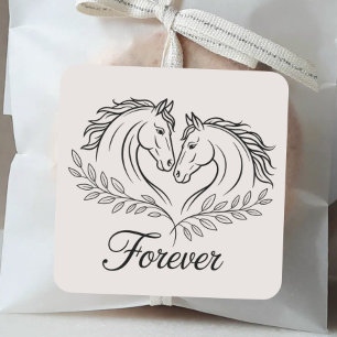 Adesivo Quadrado Casamento Russo de Cavalo Ocidental Elegante