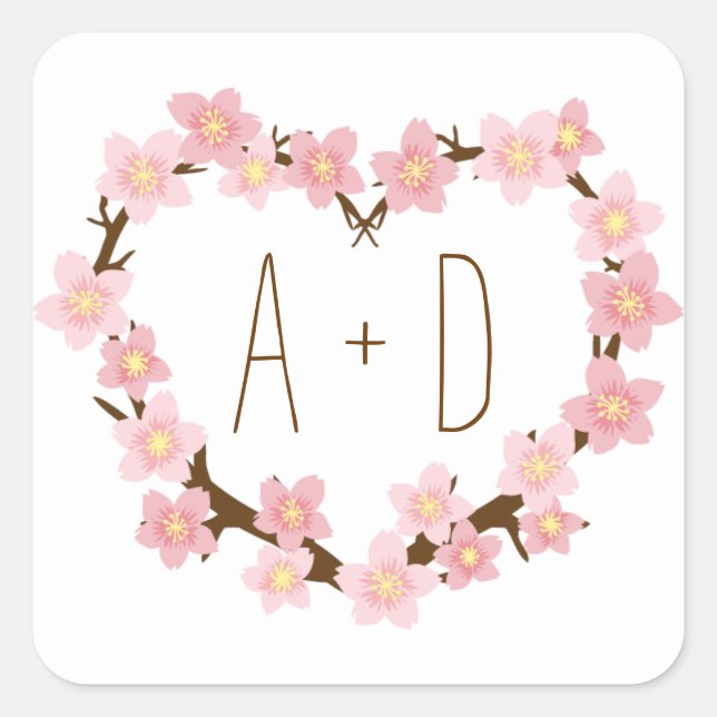 Adesivo Quadrado Casamento Russo de Cherry Blossom (Frente)