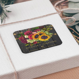 Adesivo Quadrado Casamento russo de girassóis de madeira e rosas de