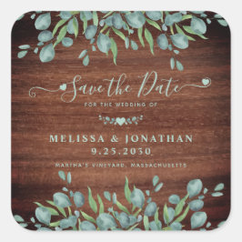 Adesivo Quadrado Casamento Russo De Madeira Eucalyptus Salvar A Dat