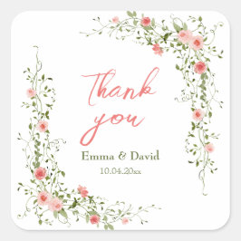 Adesivo Quadrado Casamento Russo de Rosas Rosa Botânica