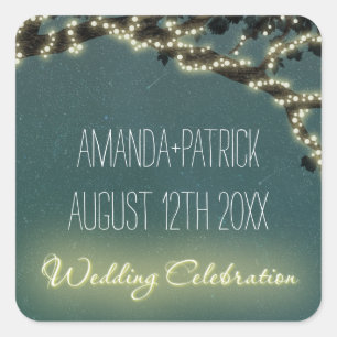 Adesivo Quadrado Casamento Russo Do Ramal De Árvore Encantado Favor