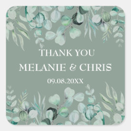 Adesivo Quadrado Casamento Russo Eucalyptus Greenery Personalizado