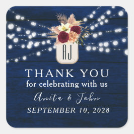 Adesivo Quadrado Casamento Russo Obrigado Sticker