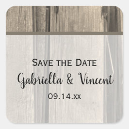 Adesivo Quadrado Casamento Rustic Barn Wood Ranch Salve a Data