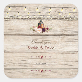 Adesivo Quadrado Casamento Rustic Burgundy Floral Lanterna Velho Ba