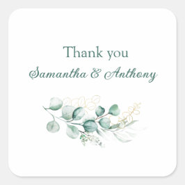 Adesivo Quadrado Casamento Rustic Eucalyptus Greenery Sage Watercol