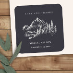 Adesivo Quadrado Casamento Rustic Marinho Pine Woods Mountain Sketc<br><div class="desc">Para qualquer outra personalização ou qualquer outro item correspondente,  entre em contato comigo em yellowfebstudio@gmail.com</div>