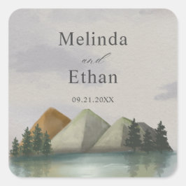 Adesivo Quadrado Casamento Rustic Mountain & Lake Evergreen