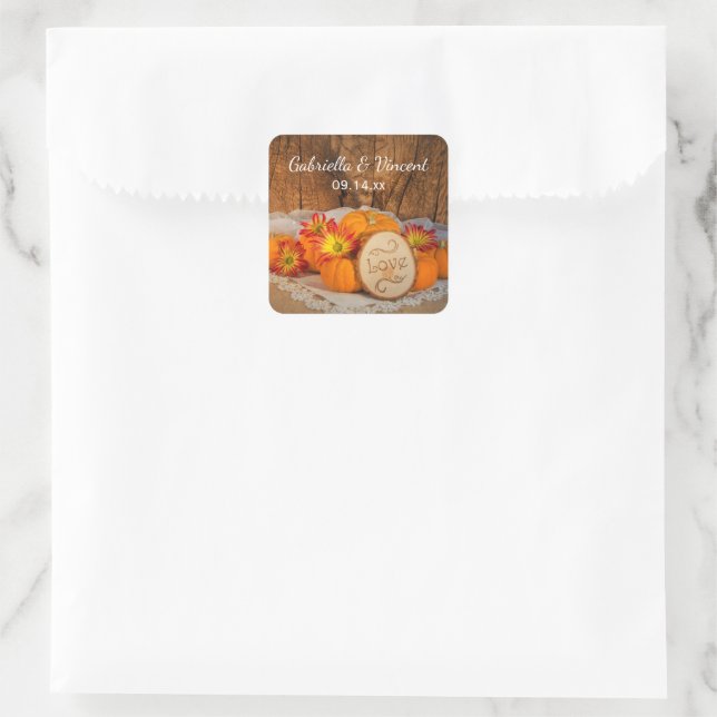 Adesivo Quadrado Casamento Rustic Pumpkins Fall Barn (Bolsa)