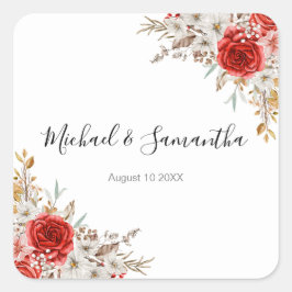 Adesivo Quadrado Casamento Rustic Rosa Country