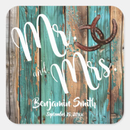 Adesivo Quadrado Casamento Rustic Teal Barn Wood