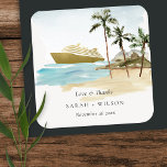 Adesivo Quadrado Casamento Rustic Tropical Seascape Beach Cruise Pa<br><div class="desc">Para qualquer outra personalização ou qualquer outro item correspondente,  entre em contato comigo em yellowfebstudio@gmail.com</div>