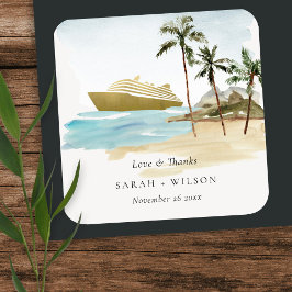 Adesivo Quadrado Casamento Rustic Tropical Seascape Beach Cruise Pa