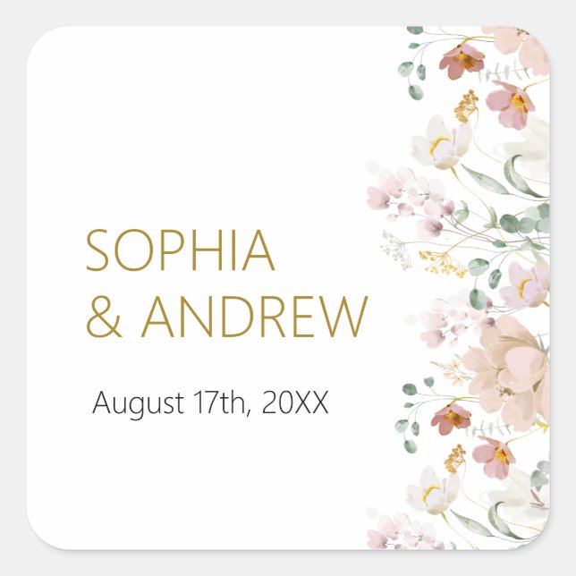 Adesivo Quadrado Casamento Rustic Wildflower (Frente)