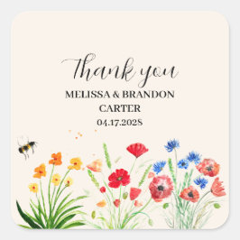 Adesivo Quadrado Casamento Rustic Wildflower Garden Primavera Water