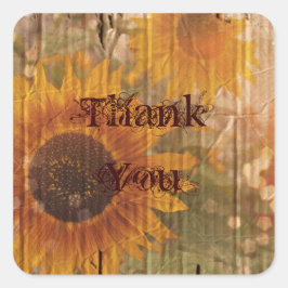 Adesivo Quadrado casamento rústico de girassol no país do papelão