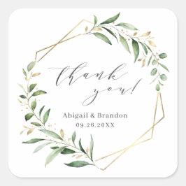 Adesivo Quadrado Casamento Rústico Geométrico Dourado de Agradecime