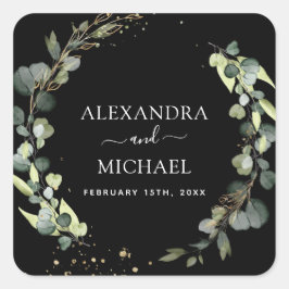 Adesivo Quadrado Casamento Selo Eucalyptus Greenerent