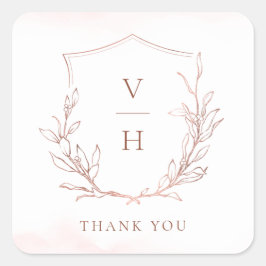 Adesivo Quadrado casamento simples da crista botânica monograma de 