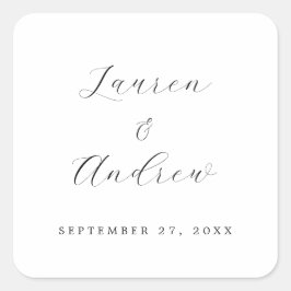 Adesivo Quadrado Casamento Simples Elegante Negro e Branco