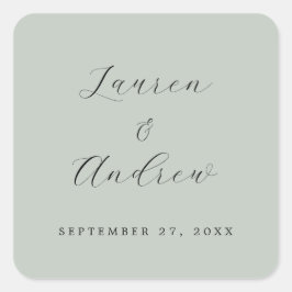 Adesivo Quadrado Casamento Simples Moderno Elegante Verde de Vidro 