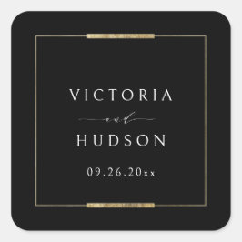 Adesivo Quadrado Casamento Simples Moderno Preto Elegance Frame