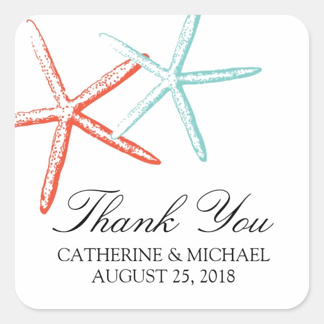 Adesivo Quadrado Casamento Skinny Starfish (Frente)