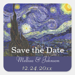 Adesivo Quadrado Casamento Starry Night salve a data