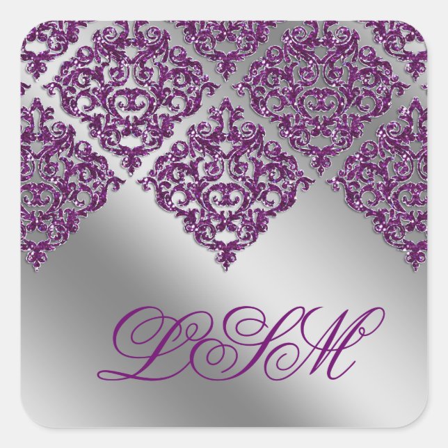 Adesivo Quadrado Casamento tema damasco Stickers Roxo Sparkle Inici (Frente)