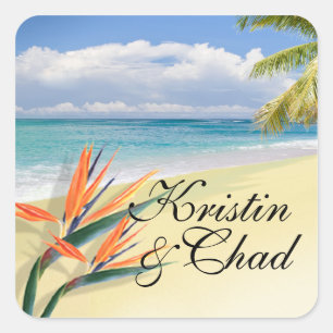 Adesivo Quadrado Casamento Tropical de Praia EMERALD WATERS