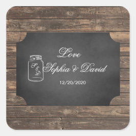 Adesivo Quadrado Casamento Único Rustic Mason Jar Chalkboard
