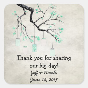 Adesivo Quadrado Casamento Verde de Mason em Seafoam