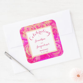 Adesivo Quadrado Casamento Vibrante e Quente com Vibração Chic Rosa